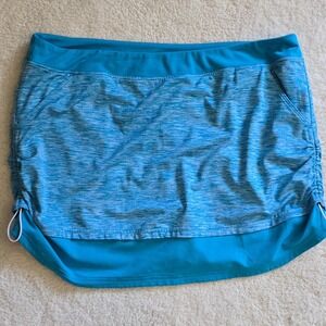 Adidas Puremotion Womens Skort Sz Large Ruching Blue Marled Athletic Golf Tennis